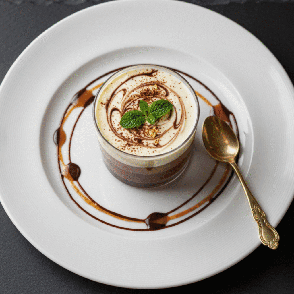 Duo Cream Cup Mini cups featuring layered cocoa and vanilla cream for a velvety, indulgent treat.